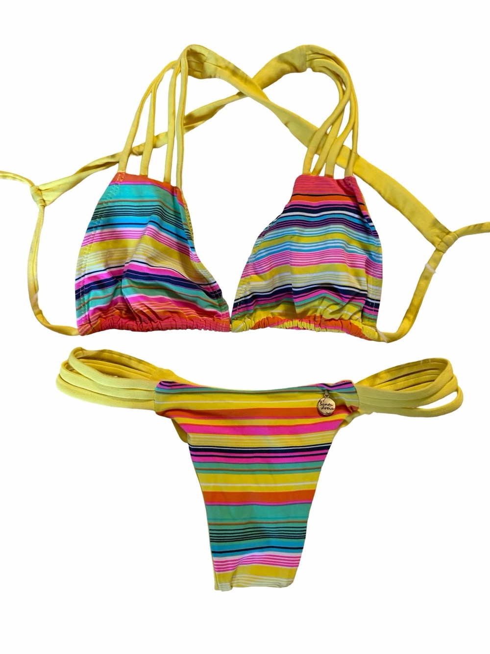 Women’s Yellow Multi-Stripe Bikini Set